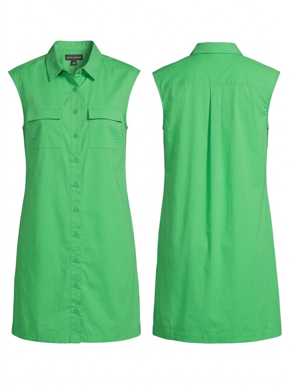 Donna Morgan Sleeveless Midi Shirt Dress in Bright Green without the Belt